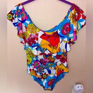 Trina Turk Colorful Floral Ruffle One piece